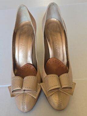 Vintage Charles Jourdan Paris Metallic Leather Bow Pumps - Size 36 (US 5.5)(OBO)